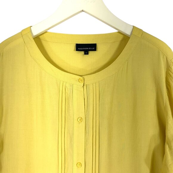 plus size tunic blouse top 3/4 sleeve button down linen blend SZ16 ADDITION ELLE - Picture 9 of 13